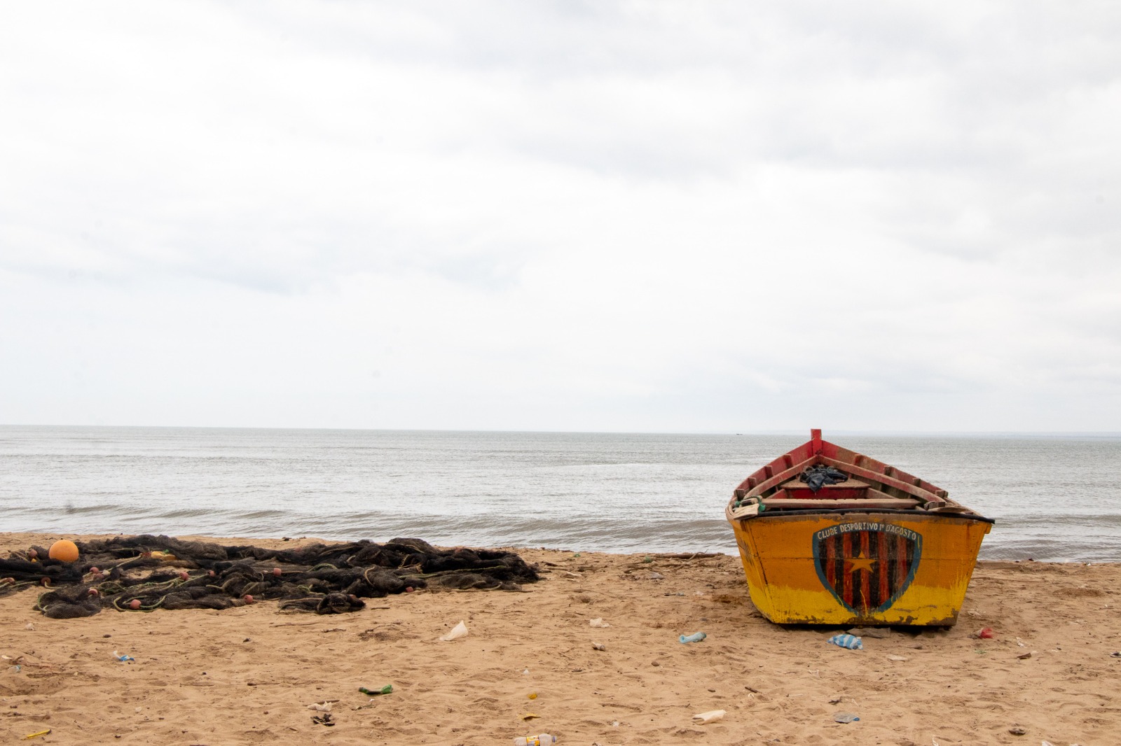 Fishing boat on the beach in Barra do Dande, Angola