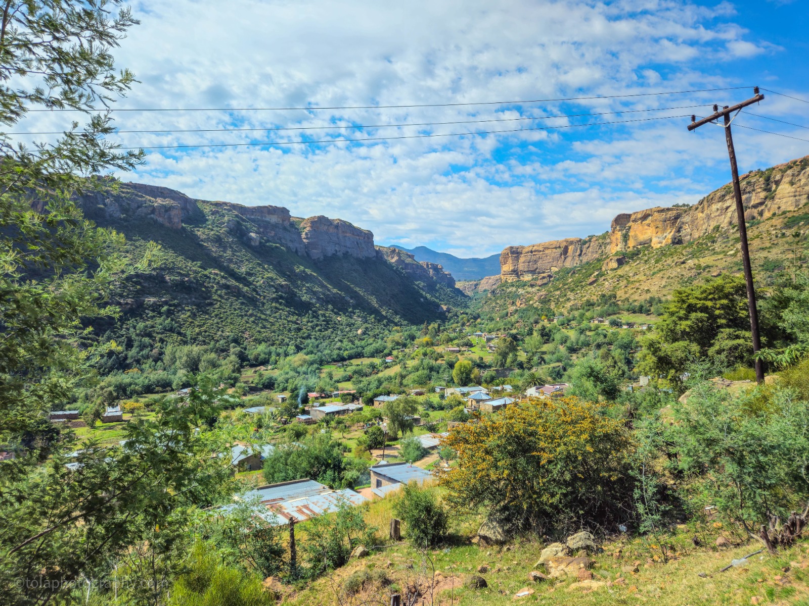 Mountain valley landscape in Lesotho