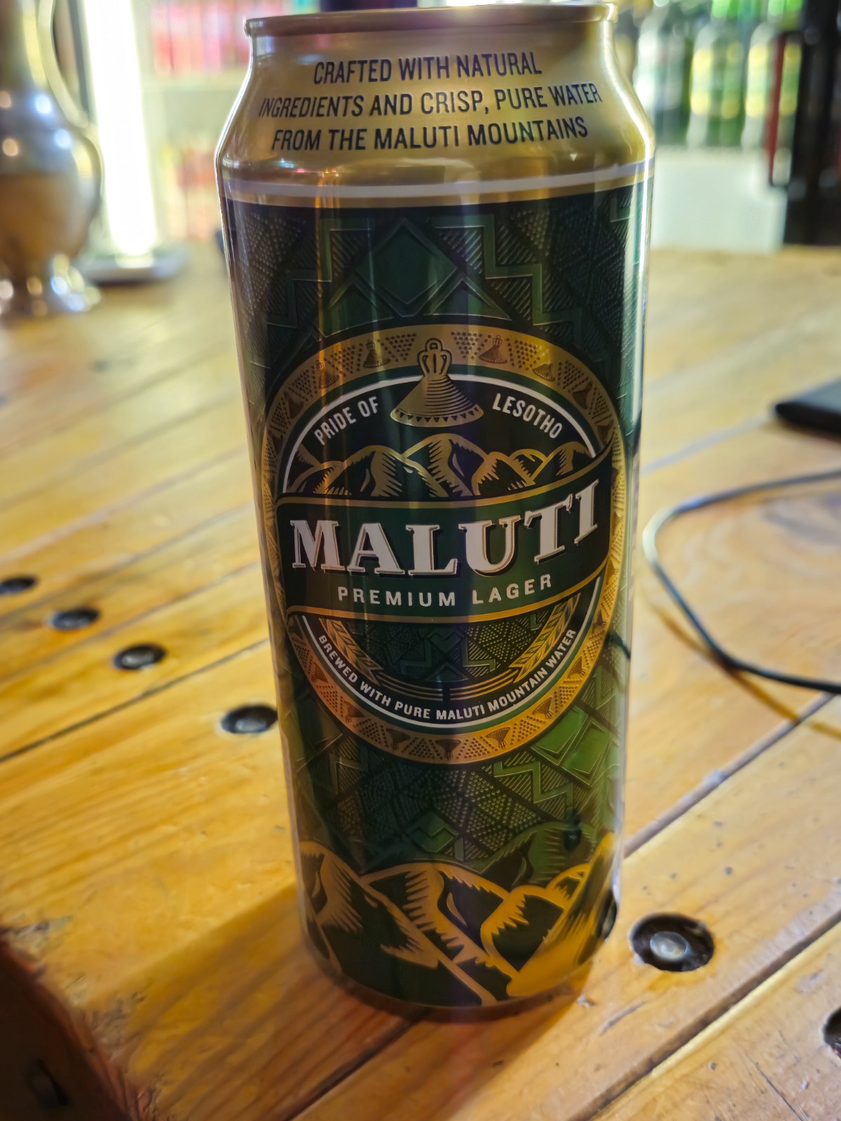 Can of Maluti Lager in Lesotho