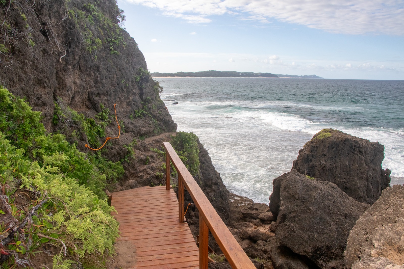 Boardwalk over rocks in Ponta do Ouro