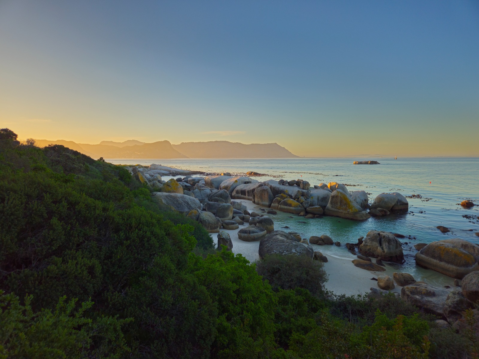 Sunset coastline near Boulders Beach in Cape Town