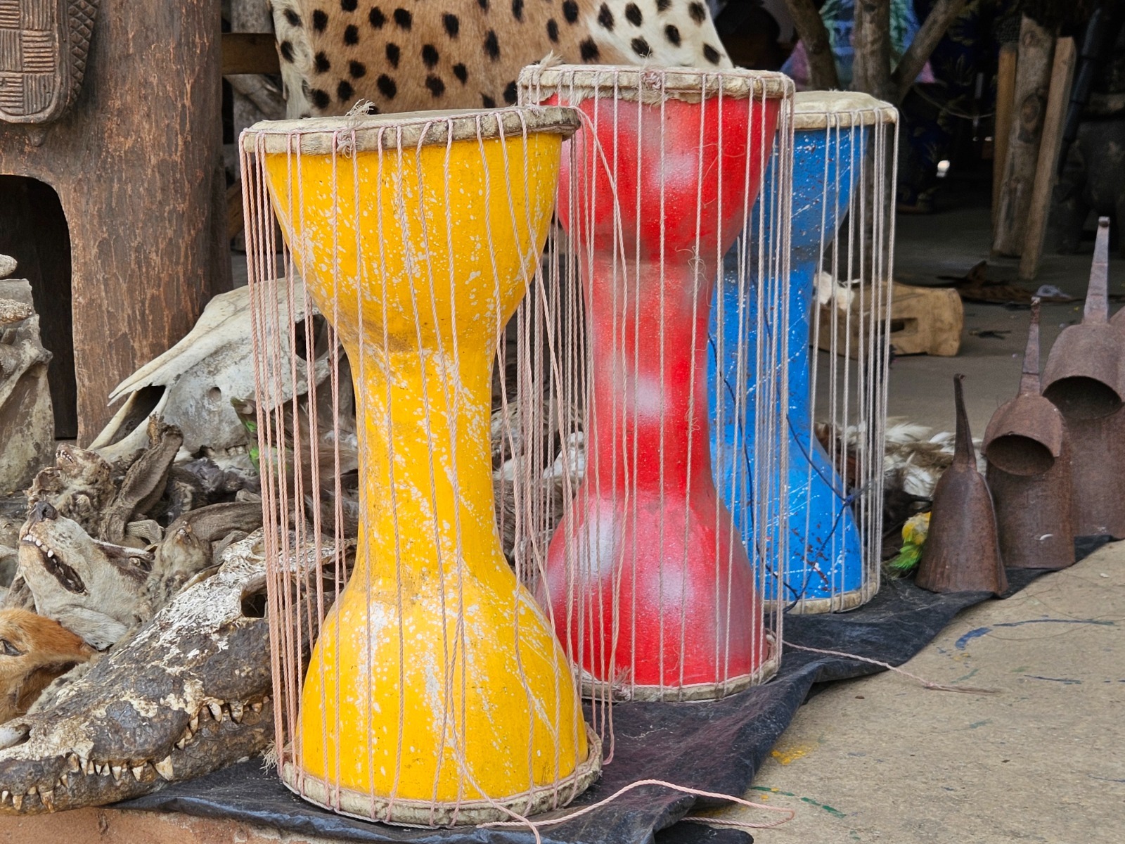 Talking drums at Akodessawa Fetish Market in Lomé