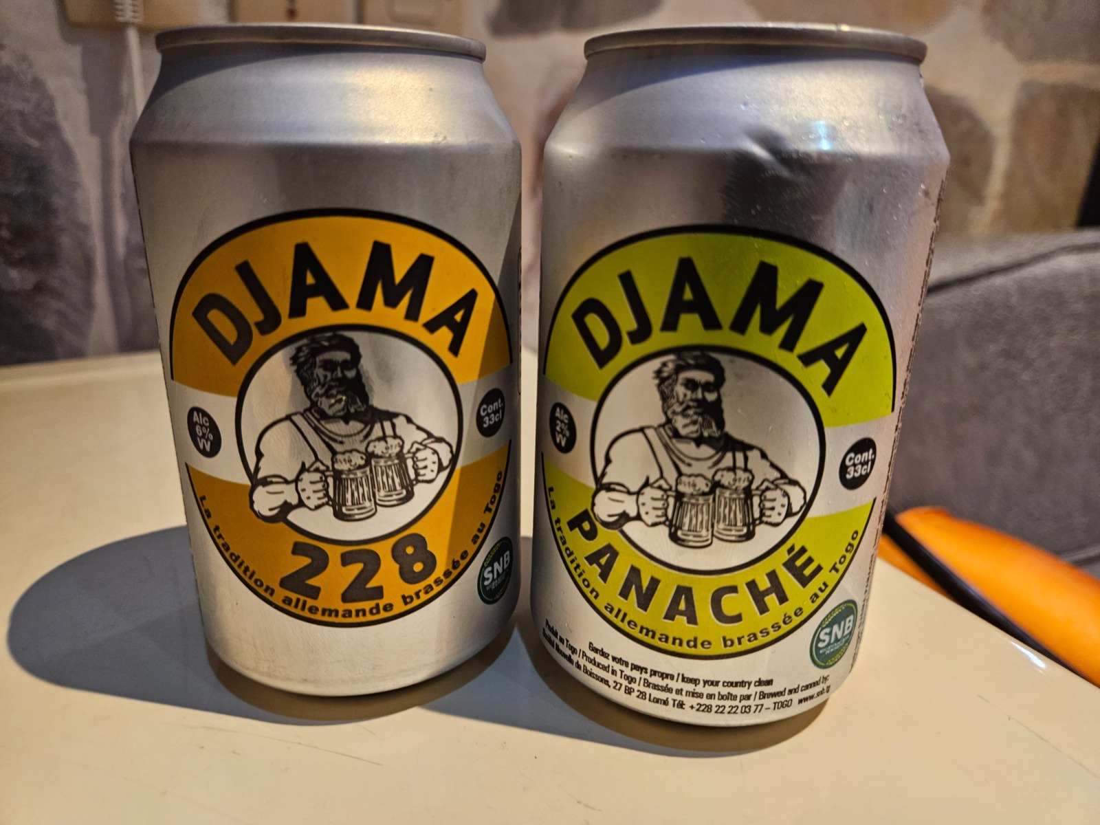 Djama beer cans in Togo