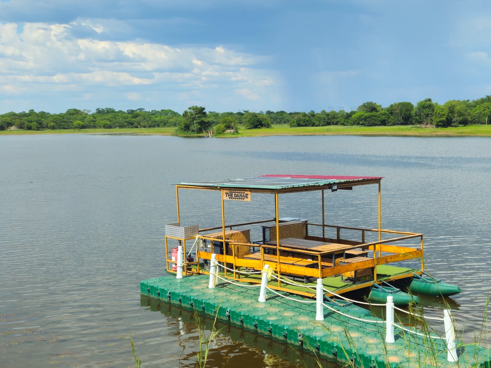 Floating platform on the lake at Chaminuka Lodge in Zambia