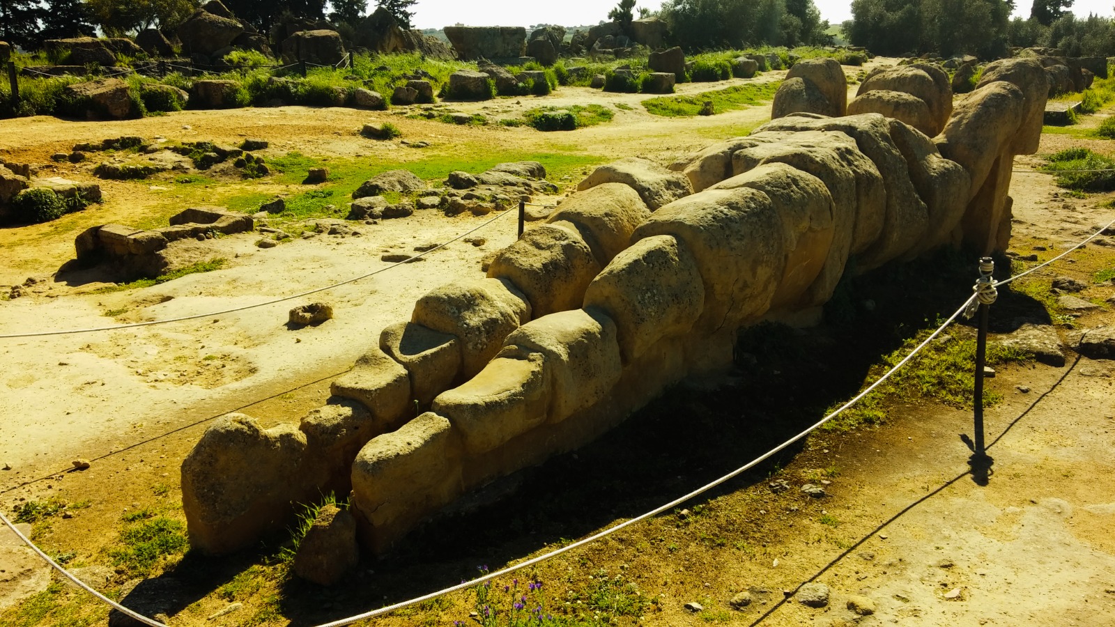 Stone Telamon figure at the Temple of Olympian Zeus in Agrigento, Sicily