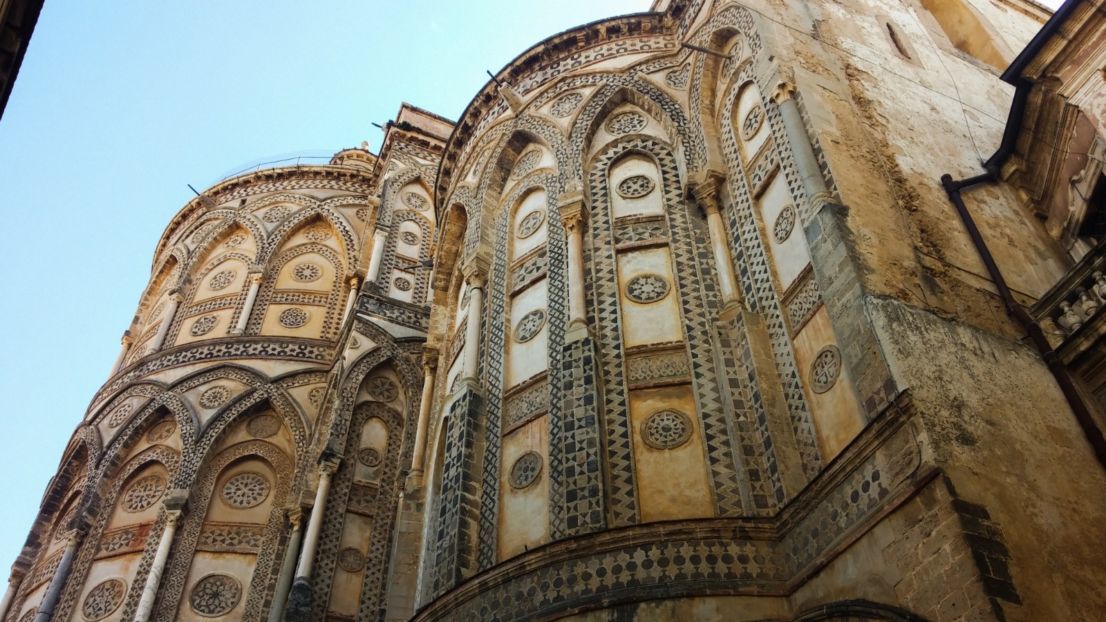 Decorated apse and mosaics inside Monreale Cathedral in Sicily