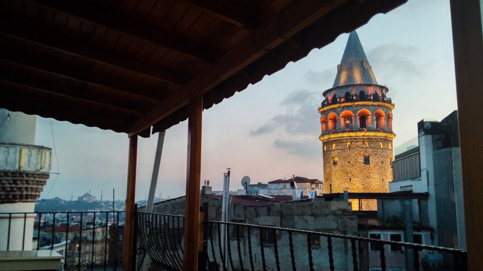 Galata Tower at sunset in Istanbul, Turkey