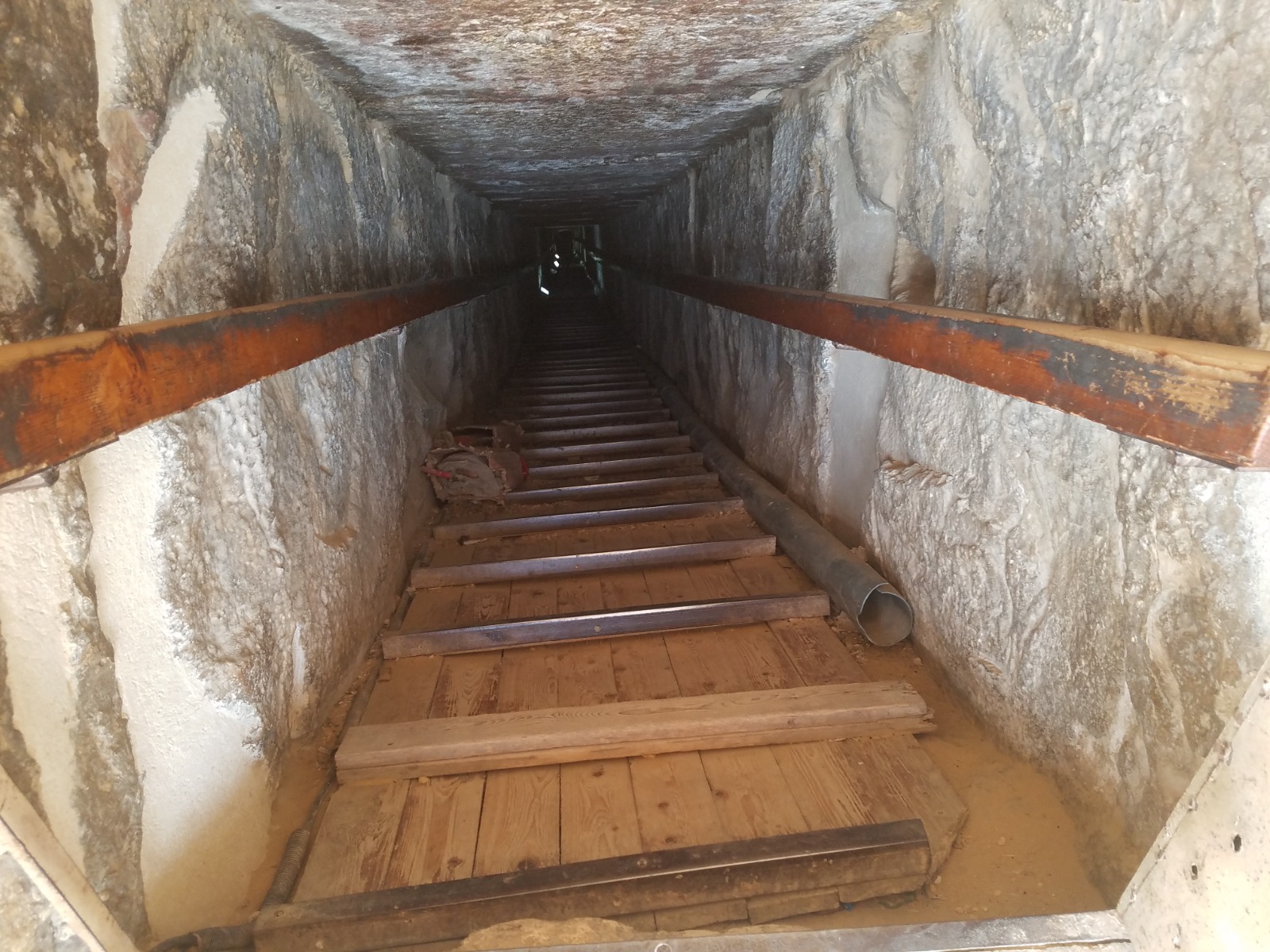 Interior passage inside a pyramid in Giza, Egypt