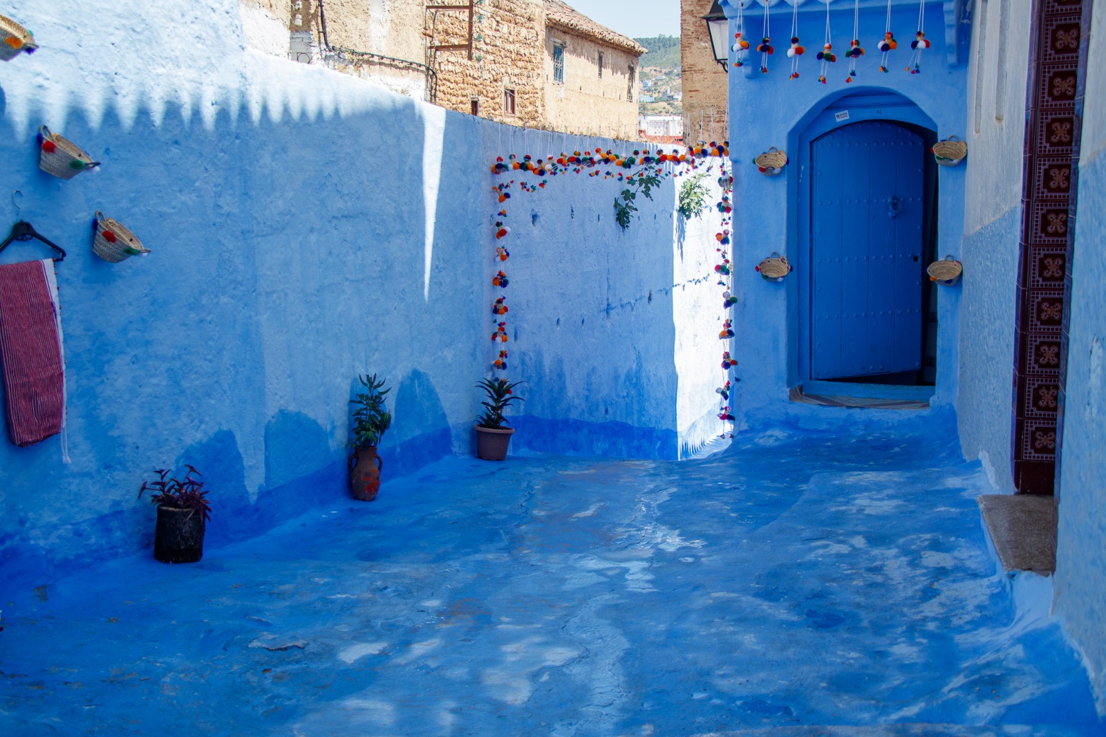 Blue courtyard in Chefchaouen, Morocco