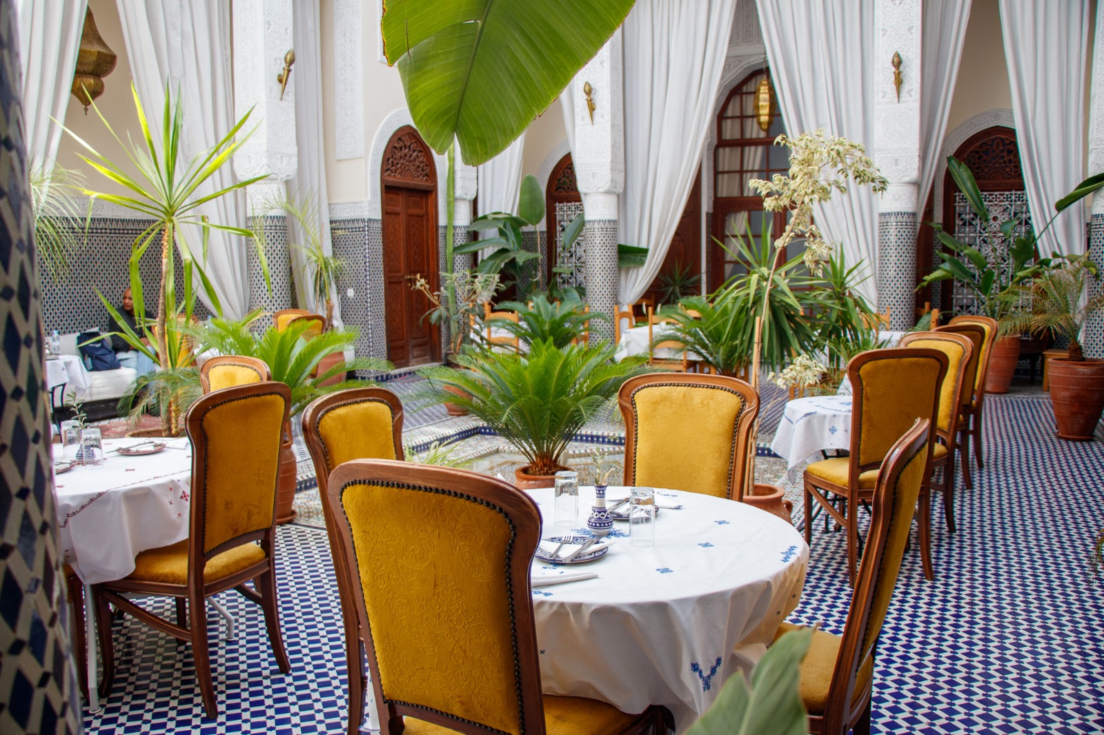 Interior courtyard of Riad Alassala in Fes, Morocco