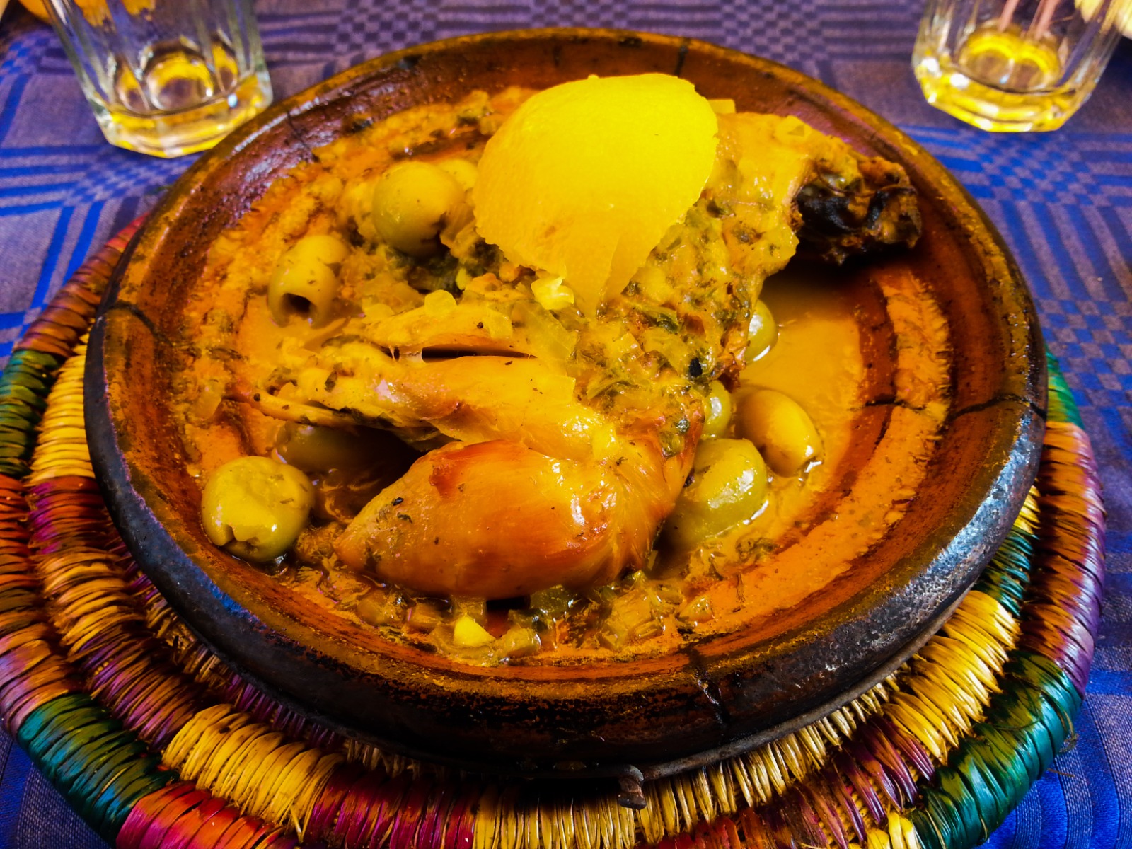 Traditional Moroccan chicken tagine with preserved lemon and olives