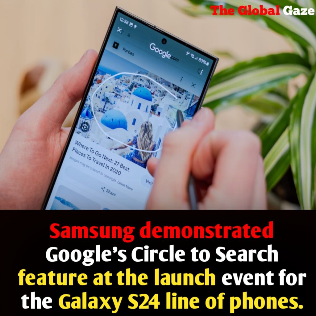 Samsung demonstrated Google's Circle to Search feature at the launch event for the Galaxy S24 line of phones.